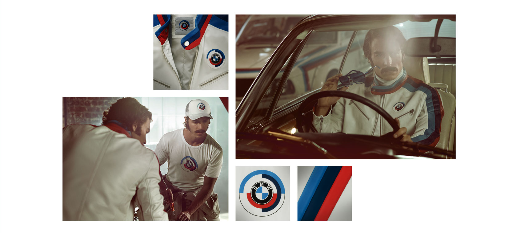 Mannen in kleding uit de BMW Motorsport Heritage Collection en bijpassende accessoires. Mannen in kleding uit de BMW Motorsport Heritage Collection en bijpassende accessoires.